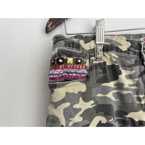 VTG Desigual Camo Cargo Pants 42 Boho Embellished Lace-Up Gorpcore Military Y2K - Picture 4 of 12